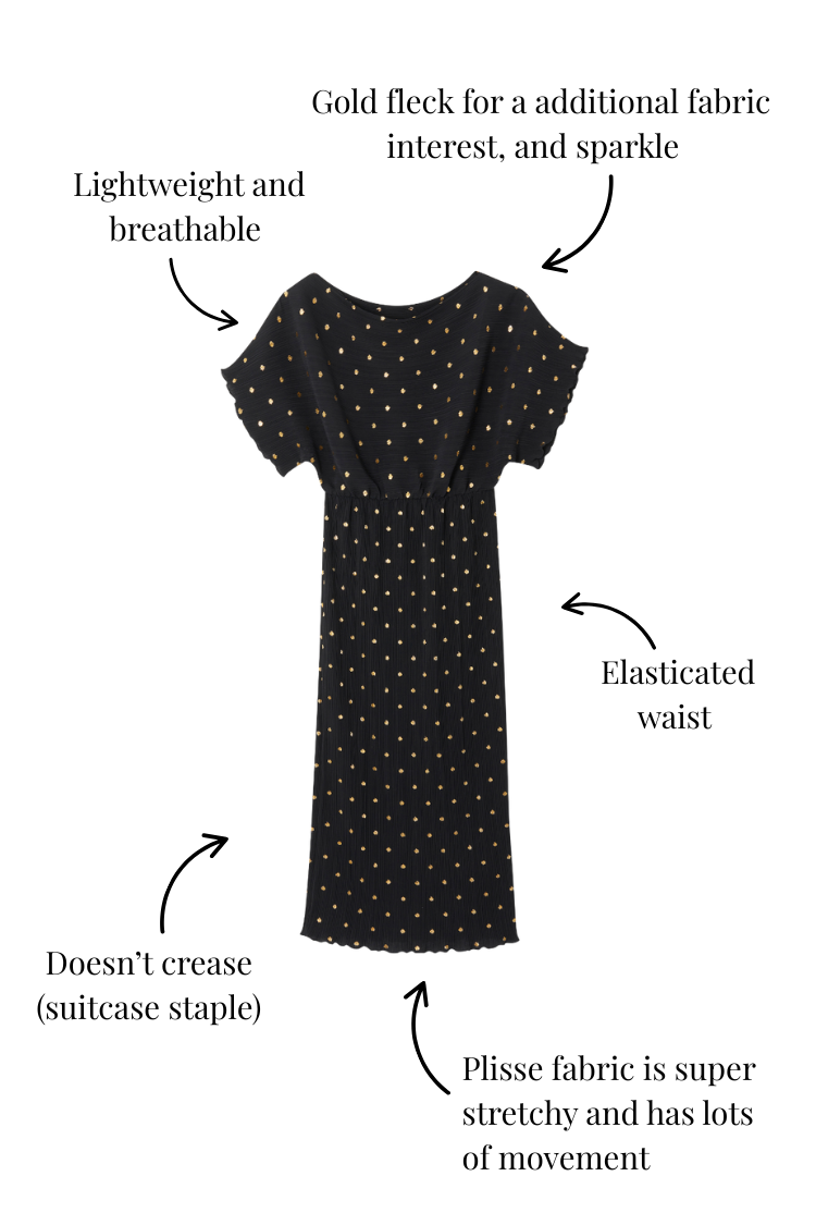 Black Tilly Dress with Gold Foil