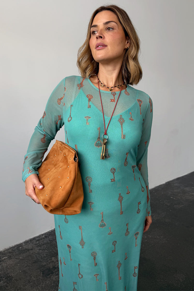 Turquoise Key Mesh Dress
