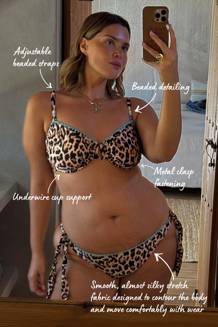 Leopard Whipstitch Bikini Top