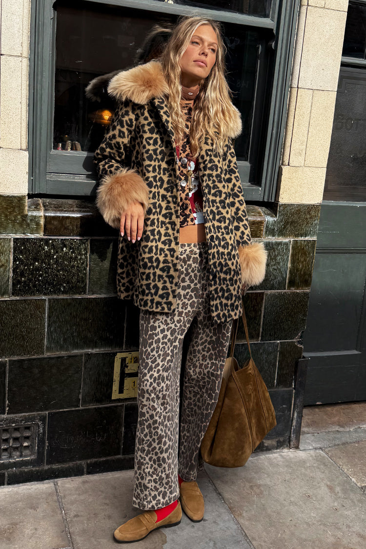 Leopard Barrel Jean Petite