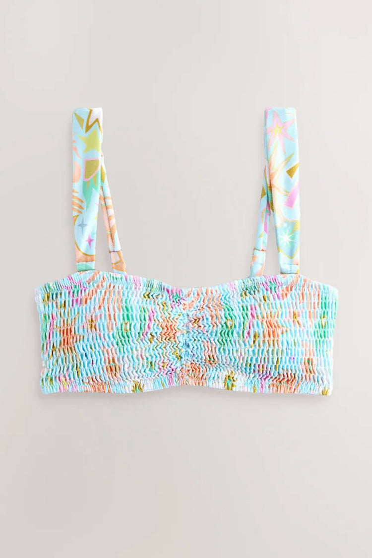 Blue Dreamer Shirred Bandeau Top