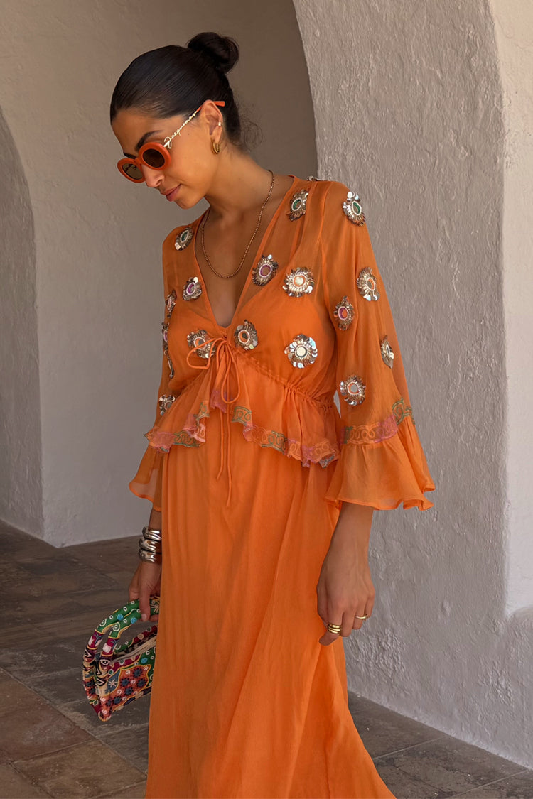 Apricot Embellished Ines Dress