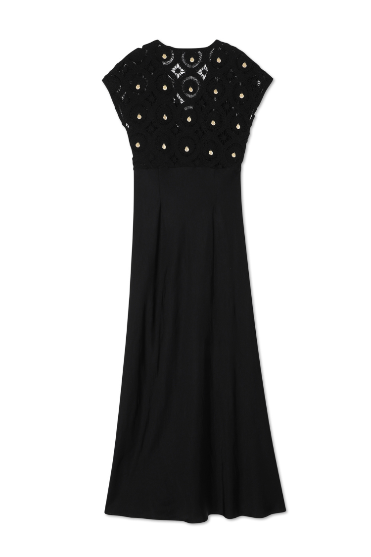 Black Crochet Shell Elodie Dress Petite