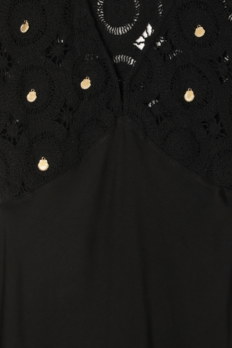 Black Crochet Shell Elodie Dress