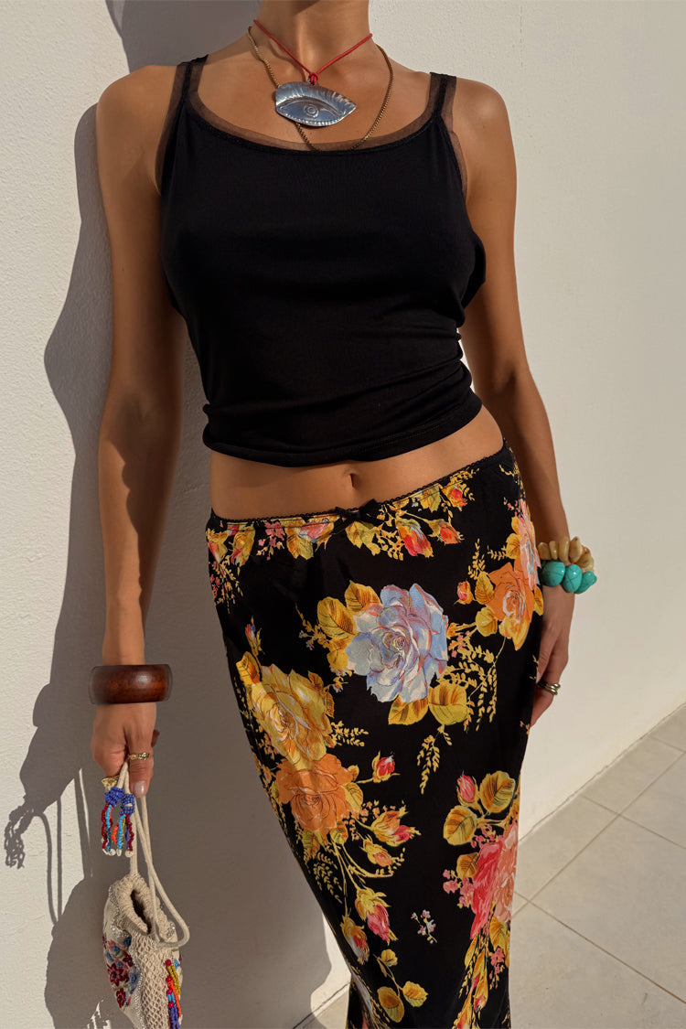 Black Floral Sofia Maxi Skirt
