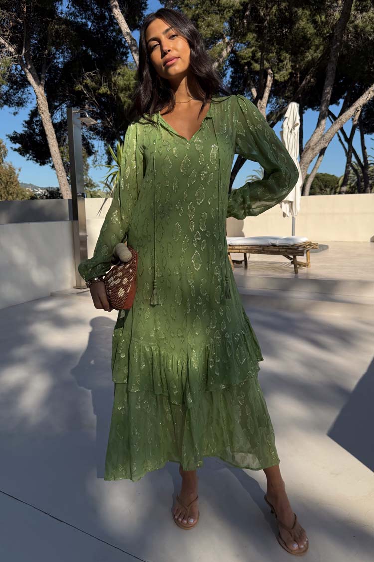 Green Jacquard Harmony Dress