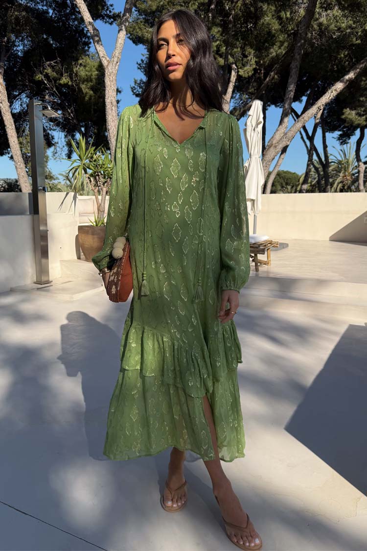 Green Jacquard Harmony Dress