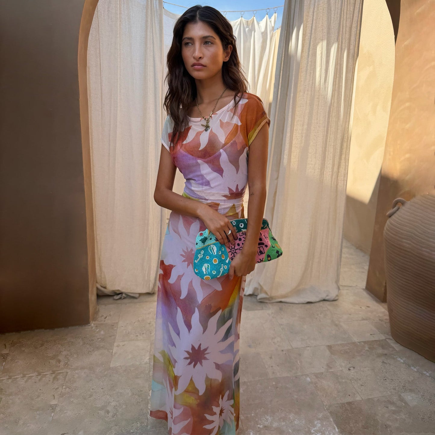 Abstract Soleil Luna Mesh Dress