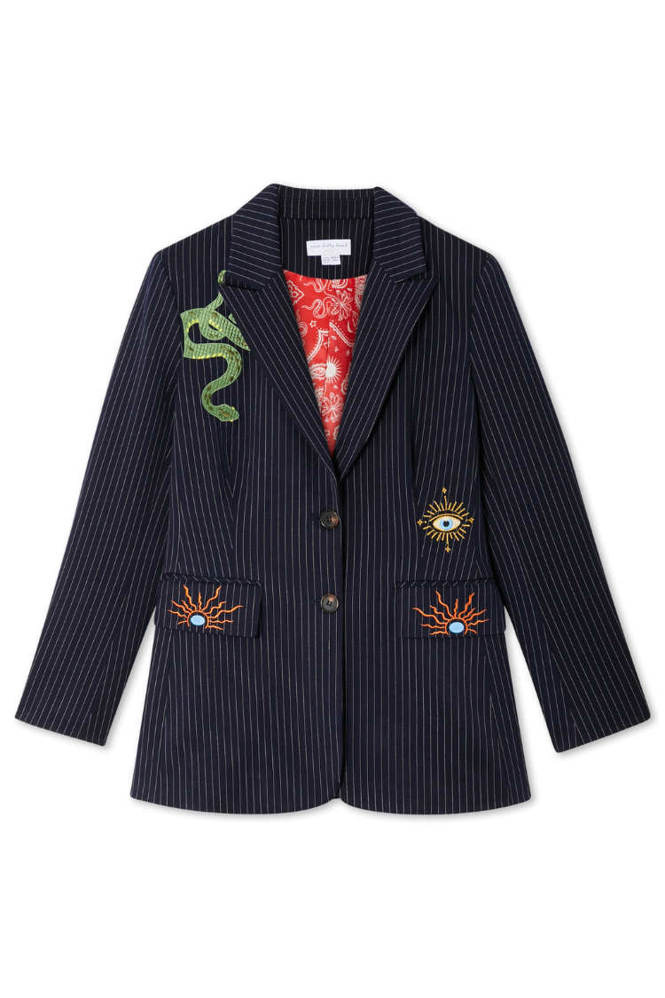 Navy Pinstripe Taylor Blazer