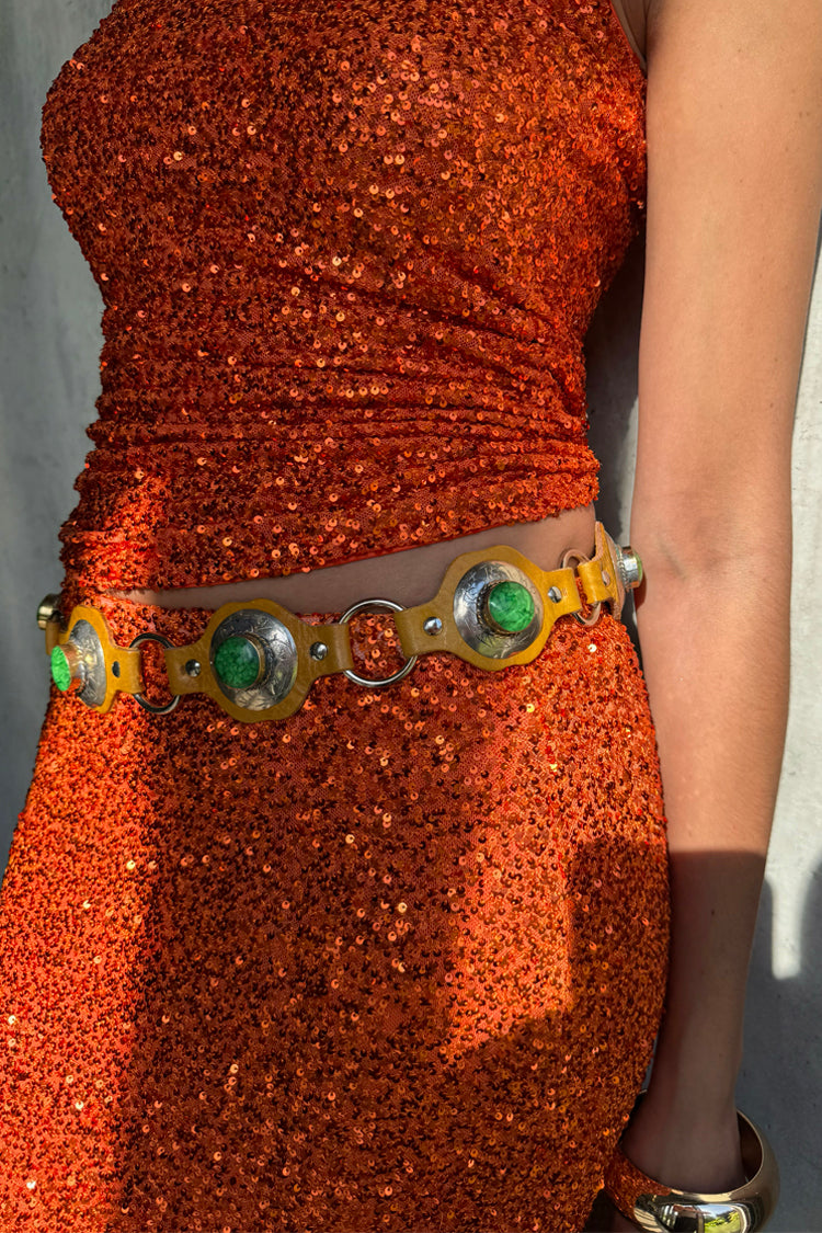 Orange Sequin Dorris Skirt
