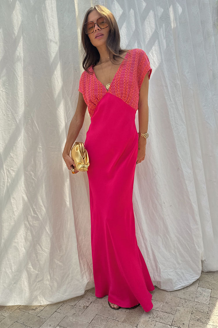 Pink and Red Crochet Elodie Dress