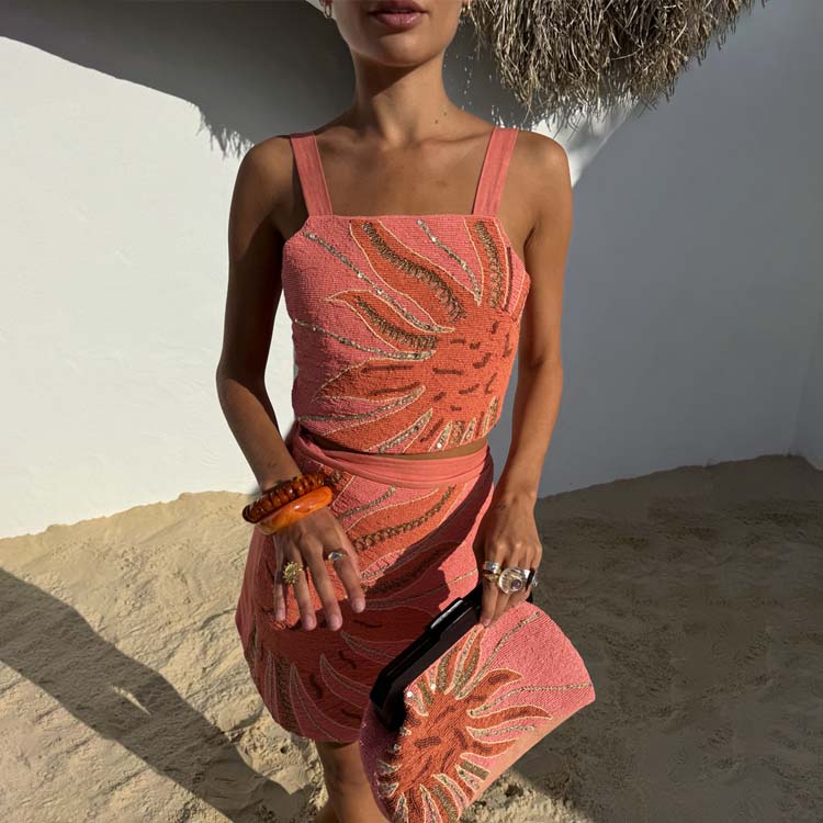 Pink Sol Beaded Top