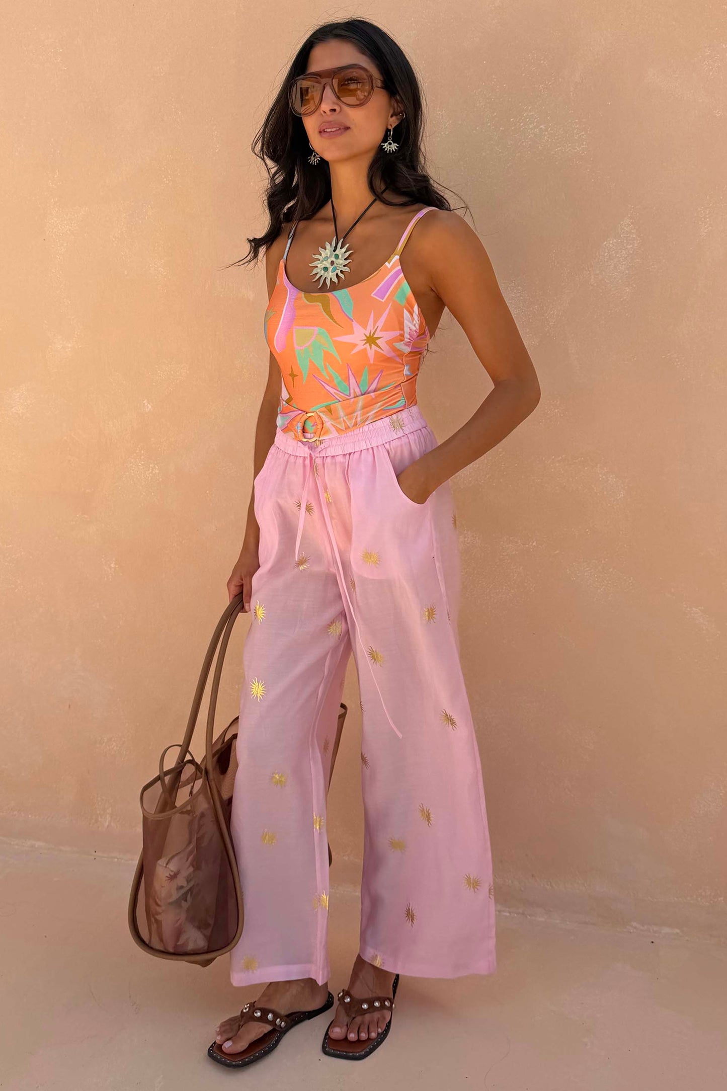 Pink Elissa Trousers with Sun Foil