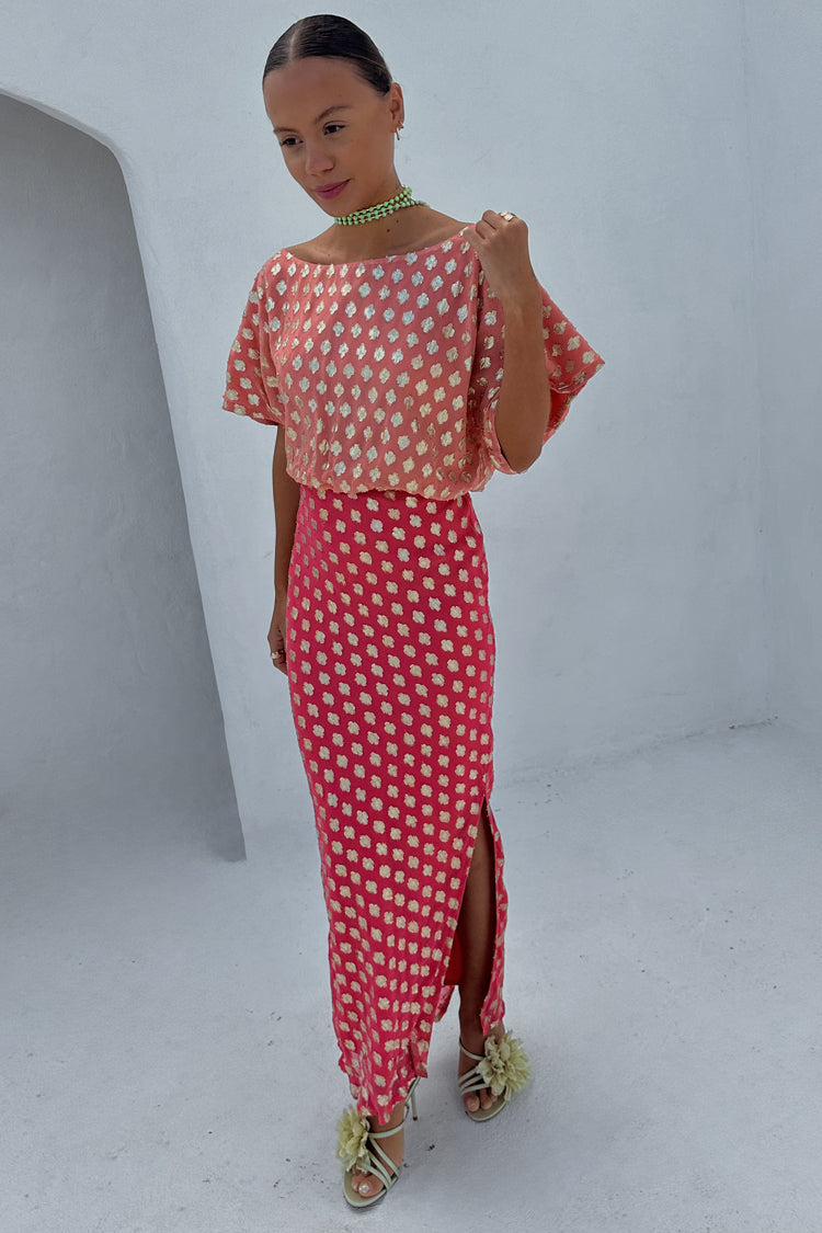 Pink and Red Jacquard Tilly Dress