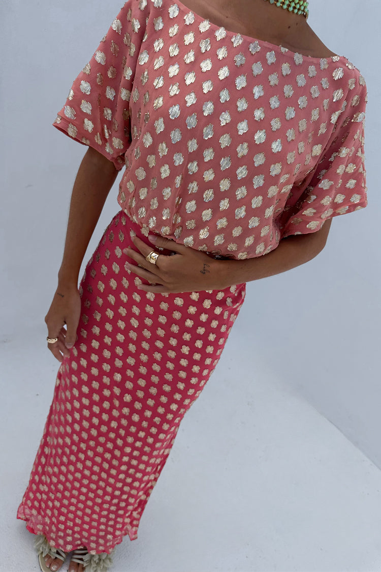 Pink and Red Jacquard Tilly Dress