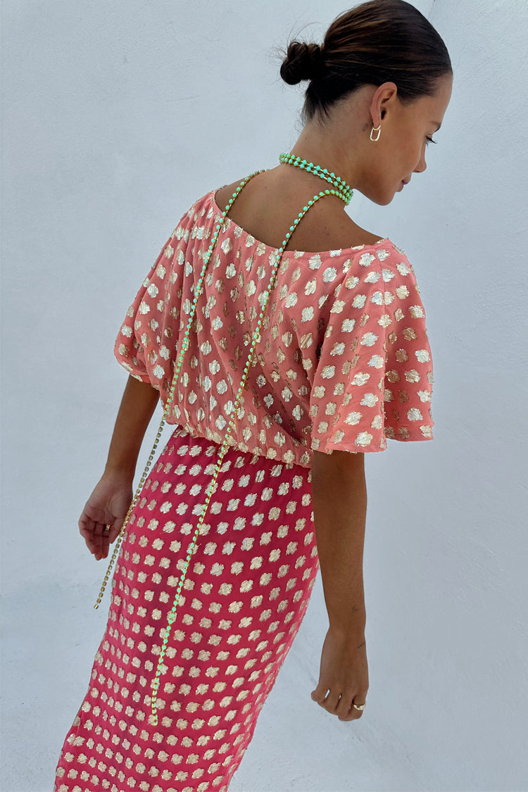 Pink and Red Jacquard Tilly Dress