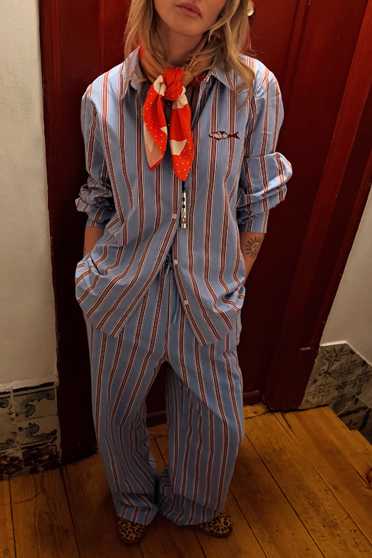 Blue Cotton Stripe Miley Shirt