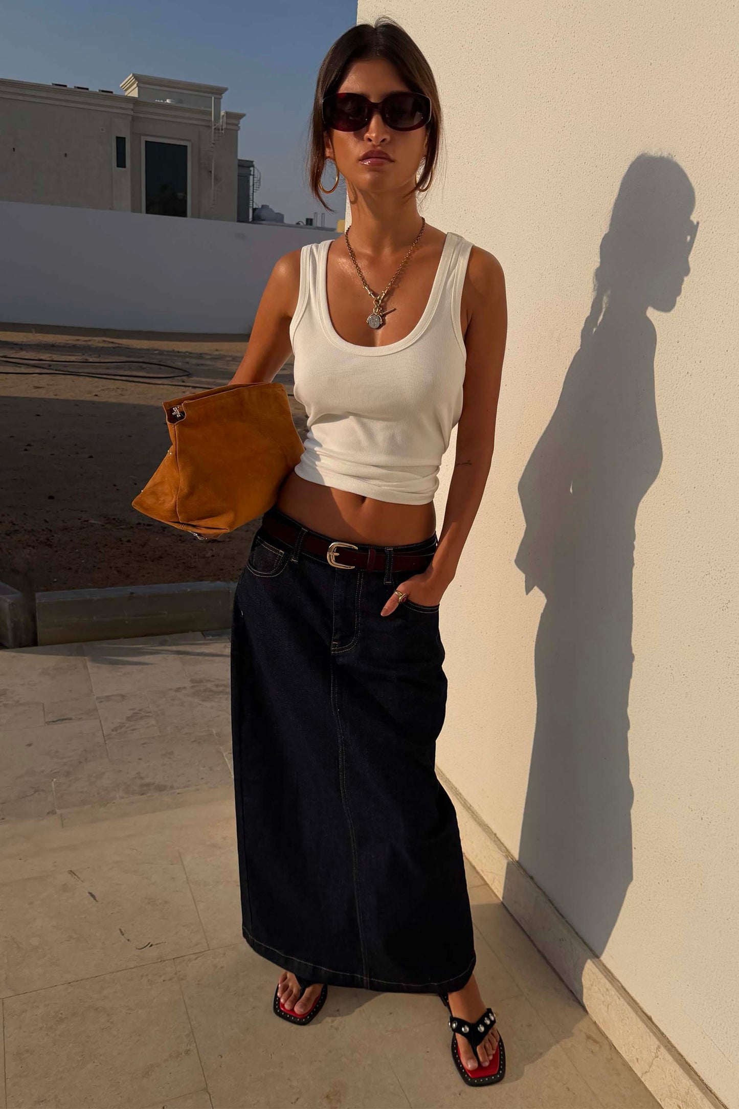 White Scoop Neck Rib Tank