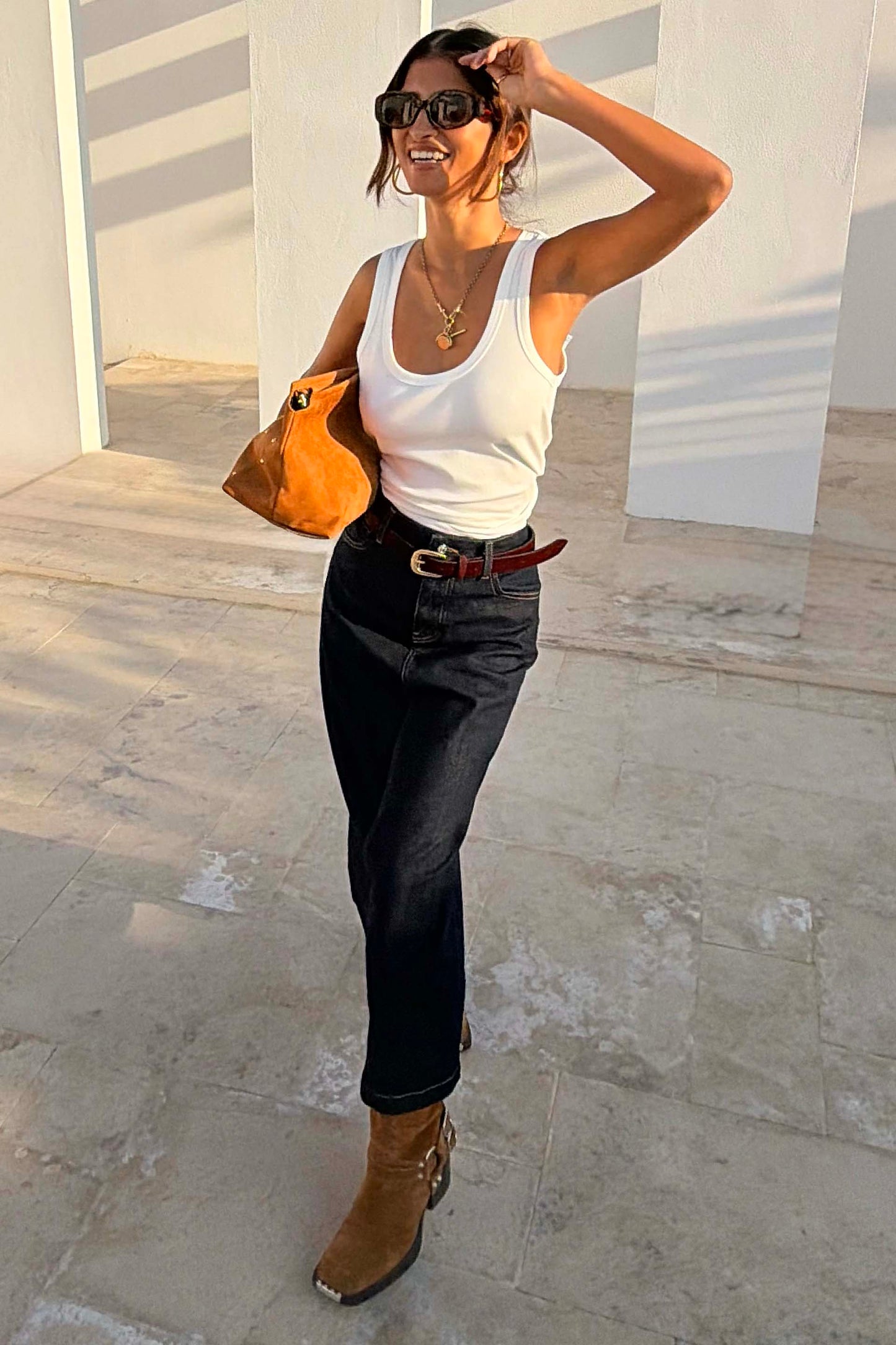 White Scoop Neck Rib Tank