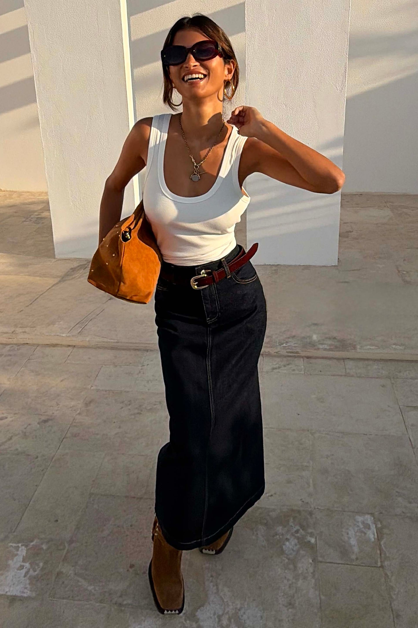 White Scoop Neck Rib Tank
