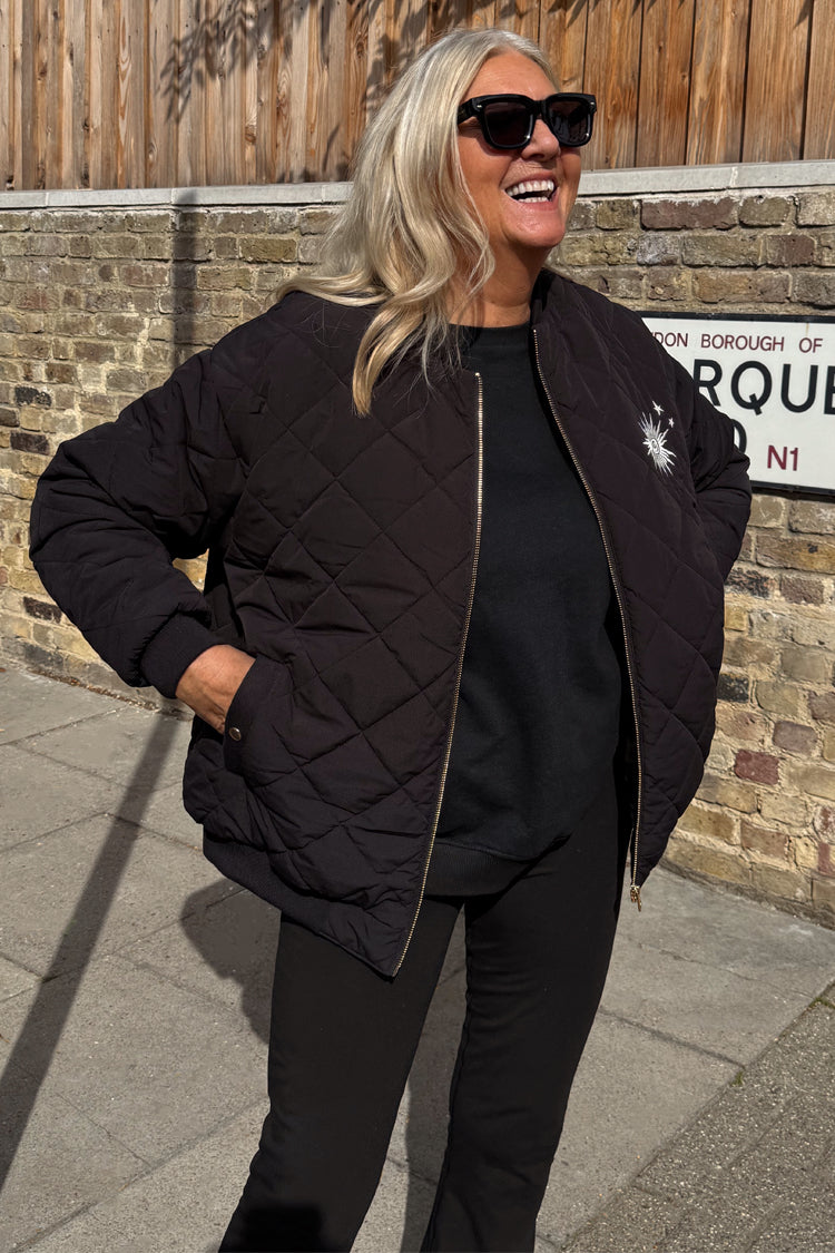 Black Nylon Bomber