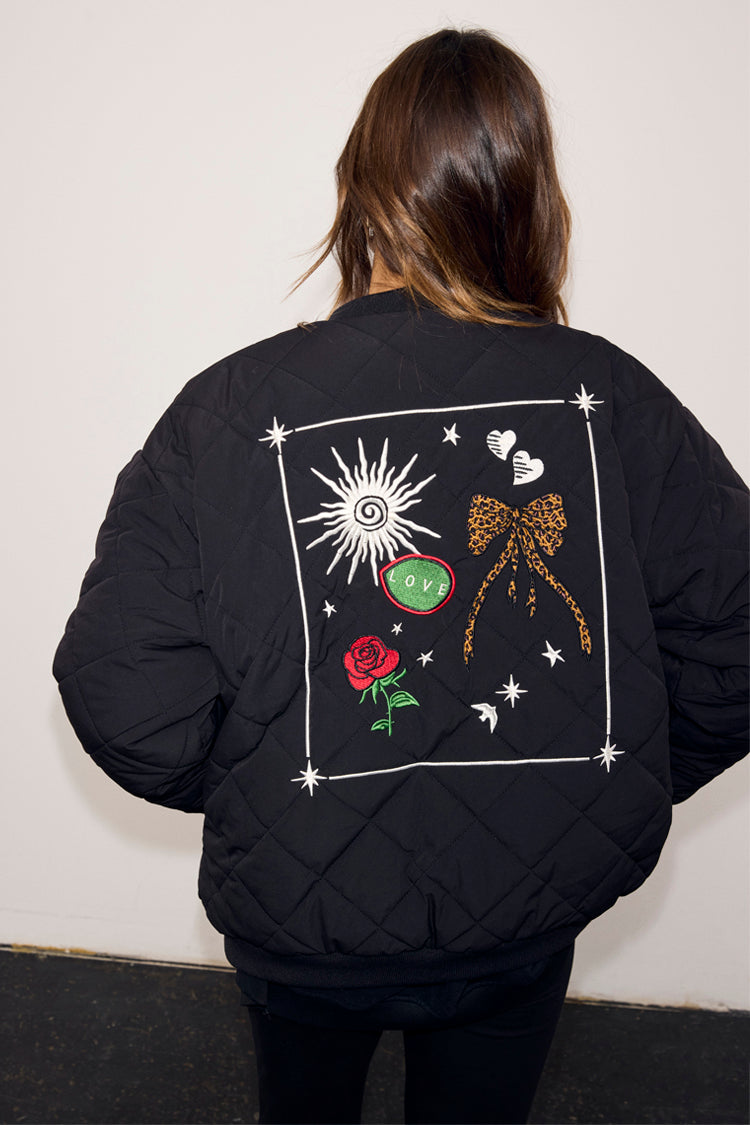 Black Nylon Bomber