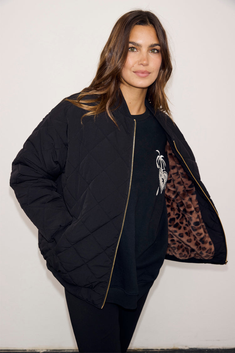 Black Nylon Bomber